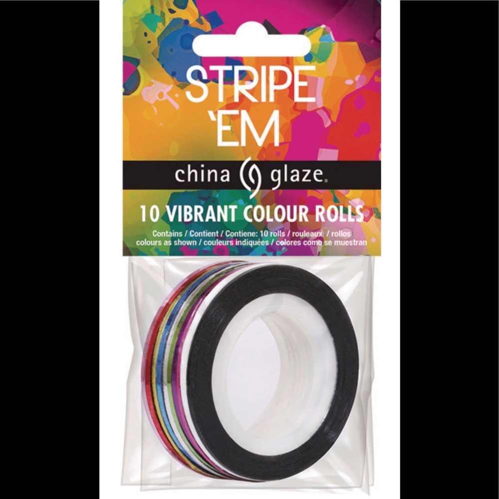 China Glaze “Stripe ‘Em” 10 Vibrant Rolls of Colour (Nail Art)